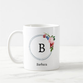 Schöne romantische Frühlingsmonogramm-Blumen Kaffeetasse