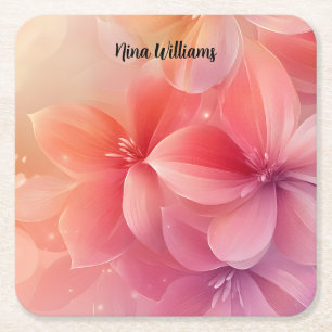 Schöne romantische rosa Blume Rechteckiger Pappuntersetzer