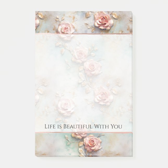 Schöne romantische Rosatönen Romantische Rose Post-it Klebezettel (Vorderseite)