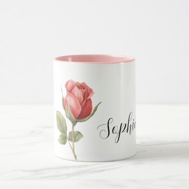 Schöne romantische rote Rosenblume Tasse (Zentrum)