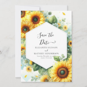 Schöne romantische Sonnenblumenhochzeit Save The Date