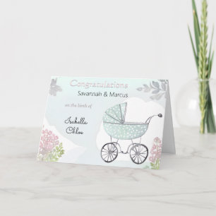 Schöne rosa Aqua-Geburts-Gratulation Neuer Baby Karte