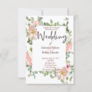 Schöne rosa Aquarell-Blumen-Hochzeitseinladung Einladung