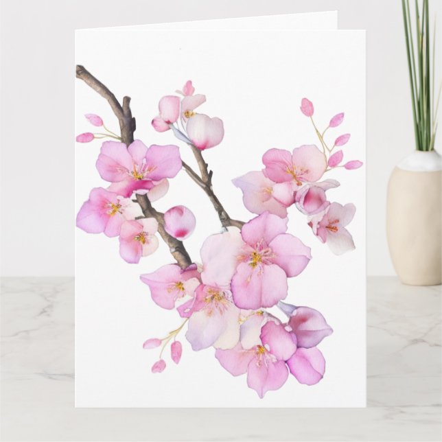 Schöne Rosa Aquarellkirsche Sakura Blüten Karte (Vorderseite)