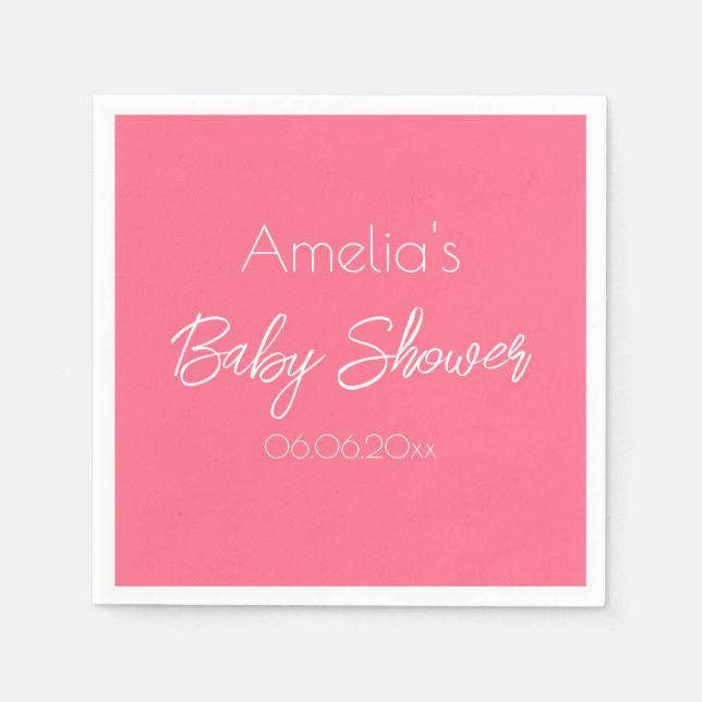 Schöne rosa Babyparty-Personalisierung Serviette (Vorderseite)