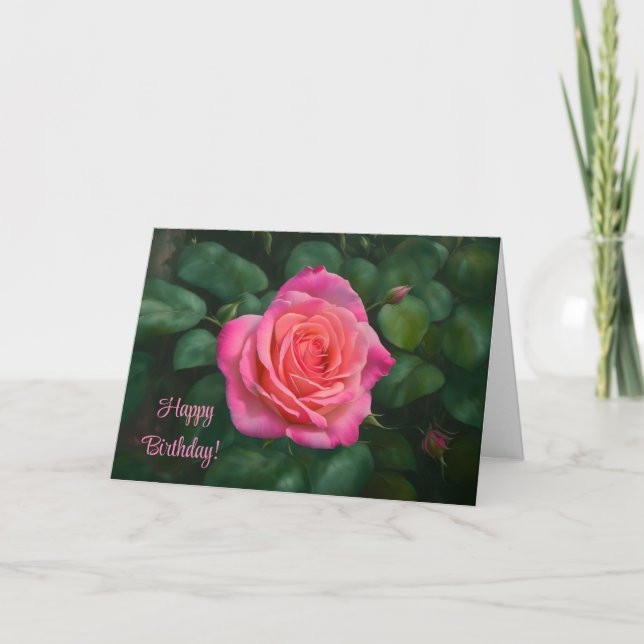 Schöne Rosa Birthday Card Karte (Vorderseite)