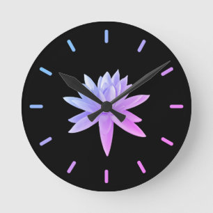 Schöne rosa blaue Gradient Lido Lotus Runde Wanduhr