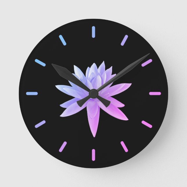 Schöne rosa blaue Gradient Lido Lotus Runde Wanduhr (Vorderseite)
