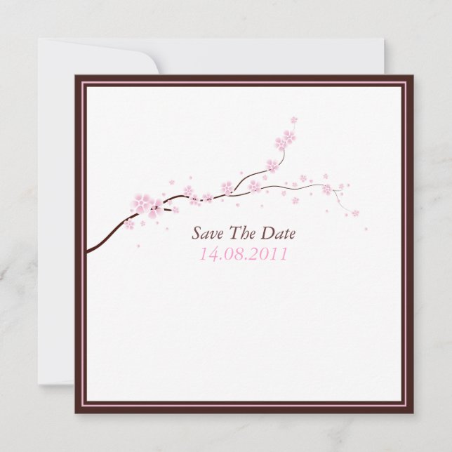 Schöne rosa Blossom Hochzeit retten das Datum Save The Date (Vorderseite)