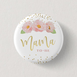 Schöne rosa Blume Gold Accent Mama zu sein Button