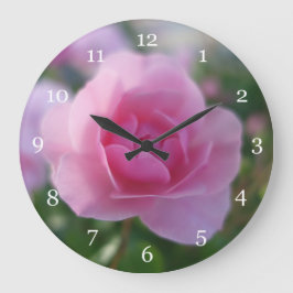 Schöne rosa Blume Große Wanduhr