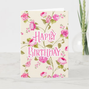 Schöne rosa Blume - Happy Birthday Card Karte