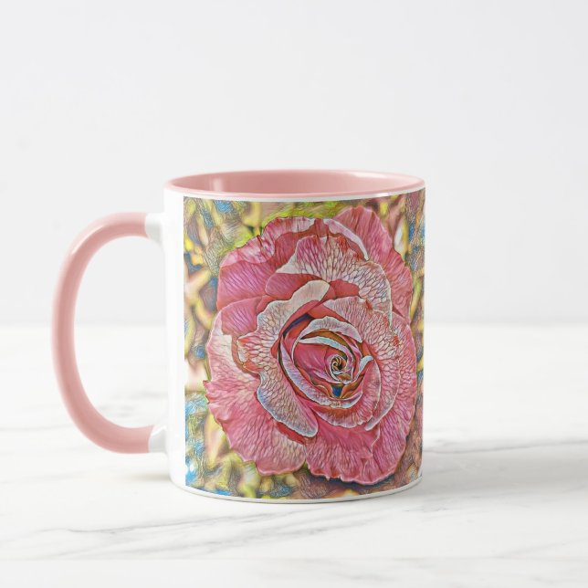 Schöne rosa Blume Malerei Tasse (Links)