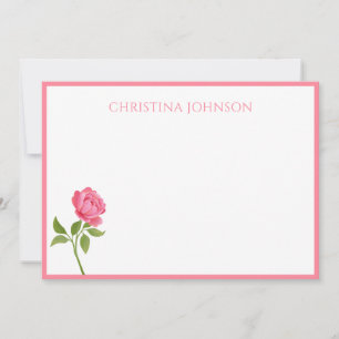 Schöne rosa Blume mit Namens Dankeskarten Mitteilungskarte