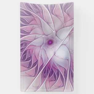Schöne rosa Blume Moderne Abstrakte Fraktal Kunst, Banner