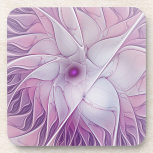 Schöne rosa Blume Moderne Abstrakte Fraktal Kunst, Getränkeuntersetzer