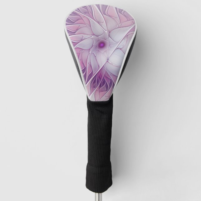 Schöne rosa Blume Moderne Abstrakte Fraktal Kunst, Golf Headcover (Vorderseite)
