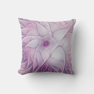Schöne rosa Blume Moderne Abstrakte Fraktal Kunst, Kissen
