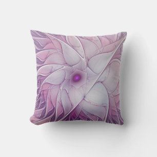 Schöne rosa Blume Moderne Abstrakte Fraktal Kunst, Kissen