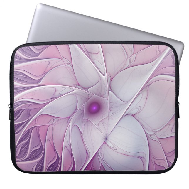 Schöne rosa Blume Moderne Abstrakte Fraktal Kunst, Laptopschutzhülle (Vorderseite)