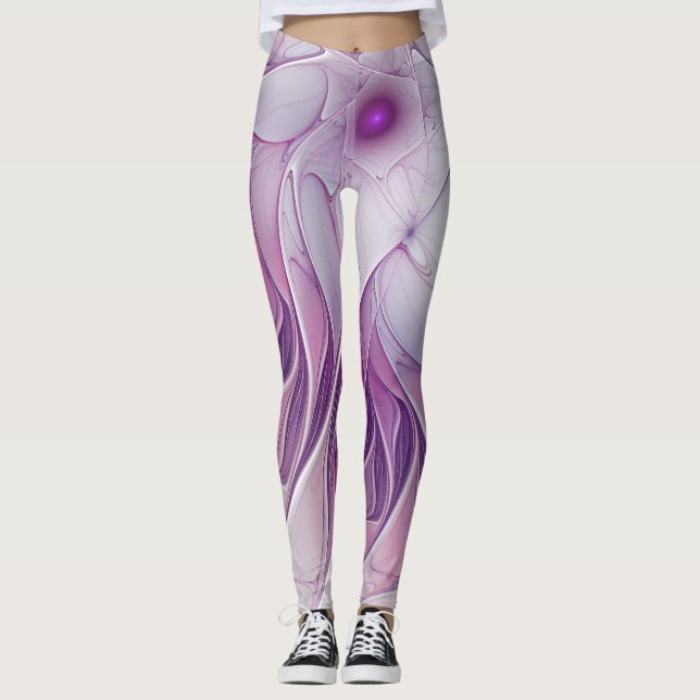 Schöne rosa Blume Moderne Abstrakte Fraktal Kunst, Leggings (Vorderseite)