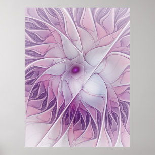 Schöne rosa Blume Moderne Abstrakte Fraktal Kunst, Poster