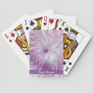 Schöne rosa Blume Moderne Abstrakte Fraktal Name Spielkarten