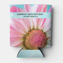 Schöne rosa Blume Nah Up Foto 40. Geburtstag Dosenkühler