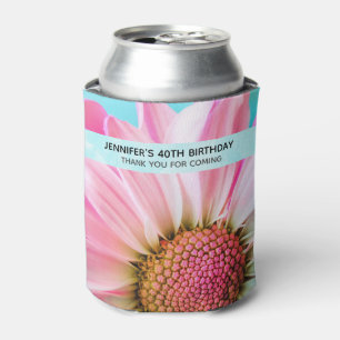 Schöne rosa Blume Nah Up Foto Geburtstag Dosenkühler