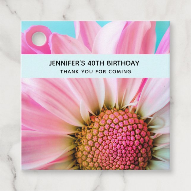 Schöne rosa Blume Nah Up Foto Geburtstag Geschenkanhänger (Vorderseite)