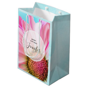 Schöne rosa Blume Nah Up Foto Mittlere Geschenktüte