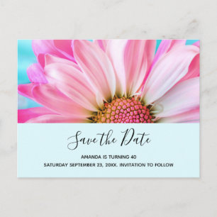 Schöne rosa Blume Nah Up Foto Save the Date Einladungspostkarte