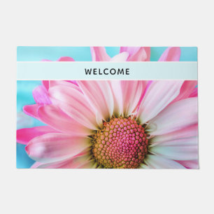 Schöne rosa Blume Nah Up Foto Willkommen Fußmatte
