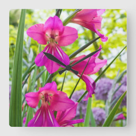 Schöne rosa Blume Quadratische Wanduhr
