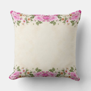 Schöne rosa Blumen auf leichtem Champagner-Beige Kissen