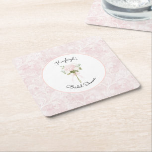 Schöne rosa Blumen-Brautparty Rechteckiger Pappuntersetzer