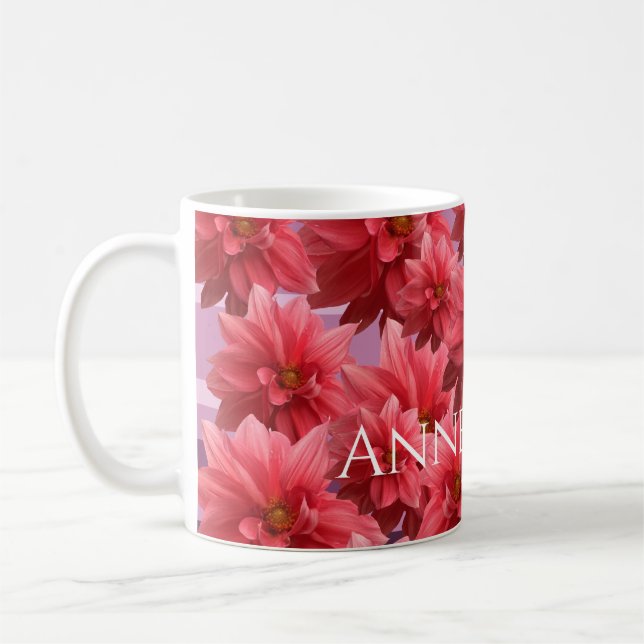 Schöne rosa Blumen  Kaffeetasse (Links)