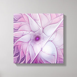 Schöne rosa Blumen moderne abstrakte Fraktalkunst Leinwanddruck
