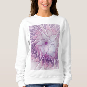 Schöne rosa Blumen moderne abstrakte Fraktalkunst Sweatshirt