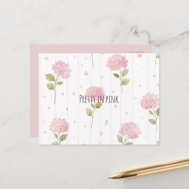 Schöne rosa Blumen   Postkarte (Vorderseite/Rückseite Beispiel)