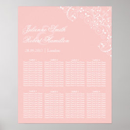 Schöne Rosa Blush Vintage Hochzeitstabelle Poster