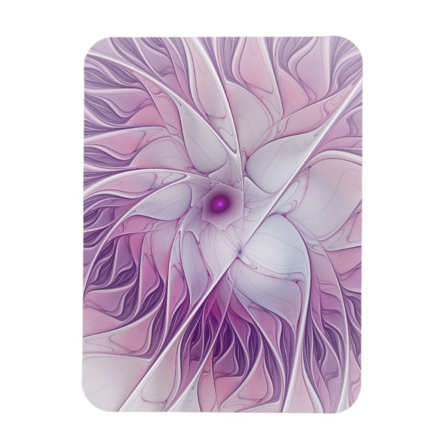 Schöne rosa Blüten moderne abstrakte Fraktalkunst Magnet (Vertikal)