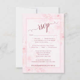 Schöne rosa Boho-Chic-Watercolor-Pfingstrosen-Hoch RSVP Karte