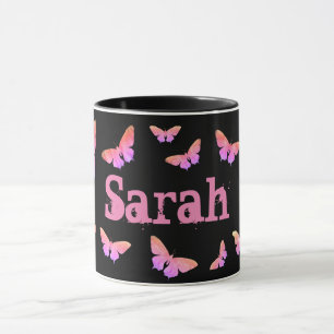 Schöne Rosa Coole Butterfly Pop Art Name Hinzufüge Tasse