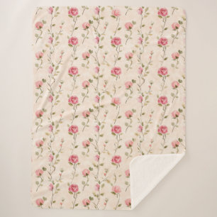 Schöne rosa cremefarbene Rosen Floral Sherpadecke
