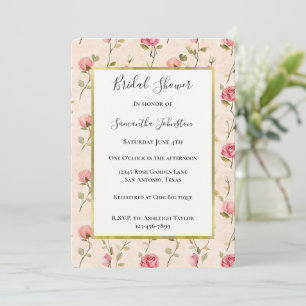 Schöne rosa cremige Rosen Blumen Brautdusche Einladung