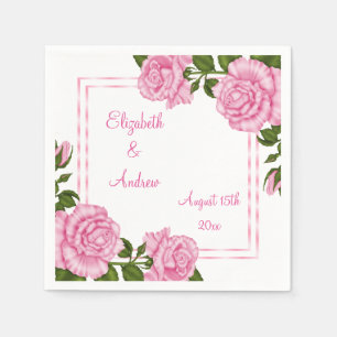 Schöne rosa Eckbouquets Hochzeit/Verlobung Serviette