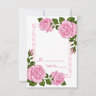 Schöne rosa Eckbouquets Hochzeitstisch Nummer Einladung