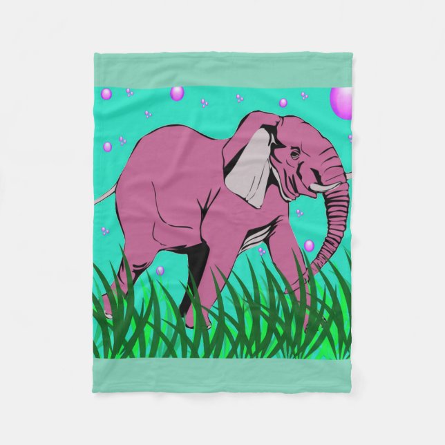 Schöne rosa Elefant-Fleece-Decke Fleecedecke (Vorderseite)