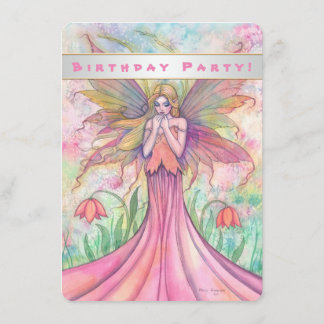 Schöne Rosa Fairy Girls Einladung zum Geburtstag